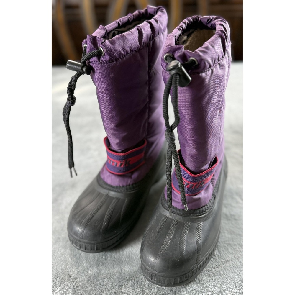 Kamik Snow Boots Youth Size 4 Purple Black Waterproof Insulated Drawstring